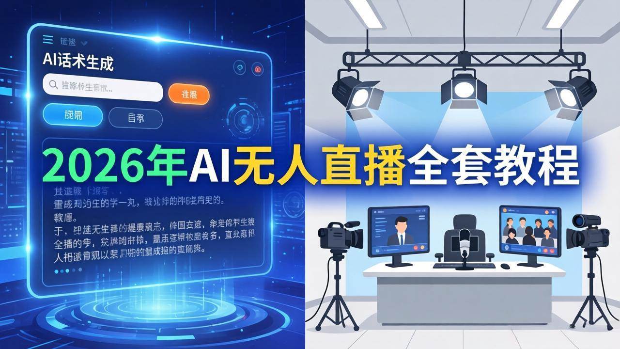 （17953期）2026年AI无人直播全套教程：OBS安装+软件配置+直播间搭建+话术生成+一键开播实操-三月轻创