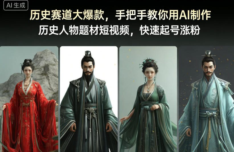 历史赛道大爆款，手把手教你用AI制作历史人物题材短视频，快速起号涨粉-三月轻创