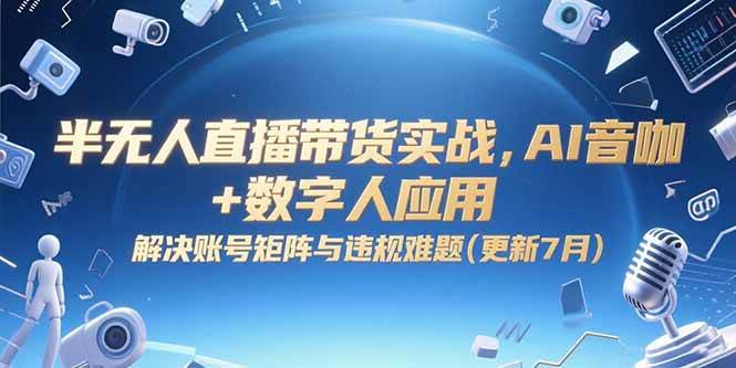 （15280期）半无人直播带货实战，AI音咖+数字人应用 解决账号矩阵与违规难题(更新7月)-三月轻创