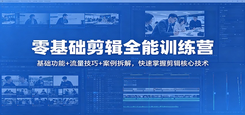 零基础剪辑全能训练营：基础功能+流量技巧+案例拆解，快速掌握剪辑核心技术-三月轻创