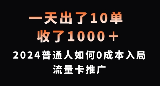一天出了10单，收了1000+，2024普通人如何0成本入局流量卡推广【揭秘】-三月轻创