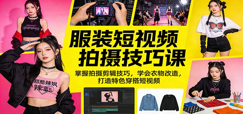 服装短视频拍摄技巧课：掌握拍摄剪辑技巧，学会衣物改造，打造特色穿搭短视频-三月轻创