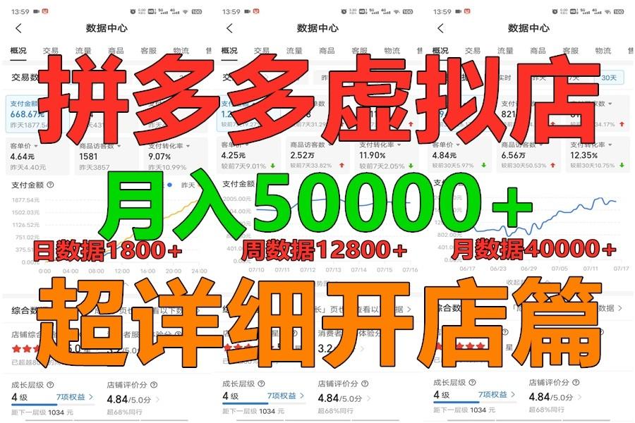 拼多多虚拟电商训练营月入40000+你也行，暴利稳定长久，副业首选-三月轻创