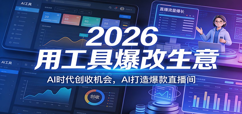 2026用工具爆改生意,AI时代创收机会,AI打造爆款直播间-三月轻创