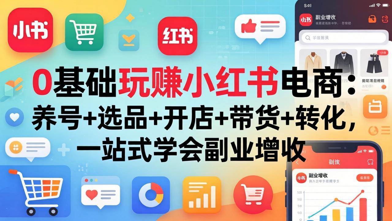 （17949期）0基础玩赚小红书电商：养号+选品+开店+带货+转化，一站式学会副业增收-三月轻创