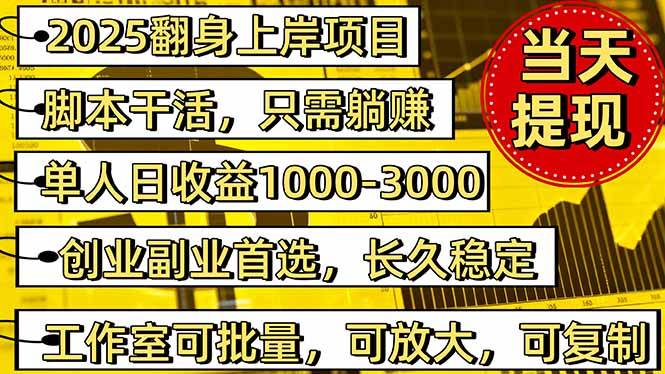 （16225期）稳定八年美金掘金2.0脚本干活，只需躺赚。单人日收益1000-3000可批量、…-三月轻创
