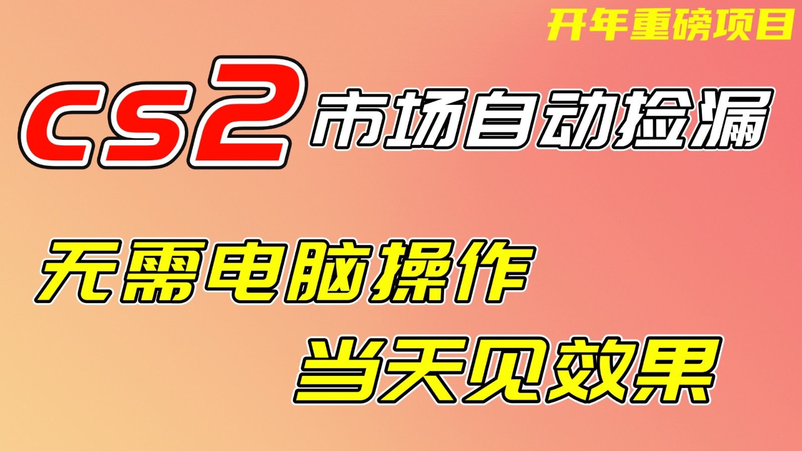CS2市场挂机项，无需电脑操作，无需进入游戏，当天见效果，支持任何形式验证-三月轻创
