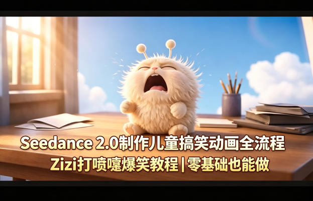 Seedance 2.0制作儿童搞笑动画全流程Zizi打喷嚏爆笑教程｜零基础也能做-三月轻创