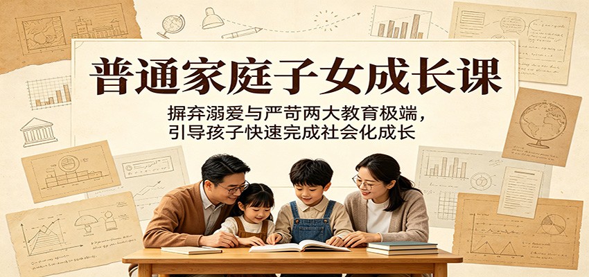 普通家庭子女成长课：摒弃溺爱与严苛两大教育极端，引导孩子快速完成社会化成长-三月轻创