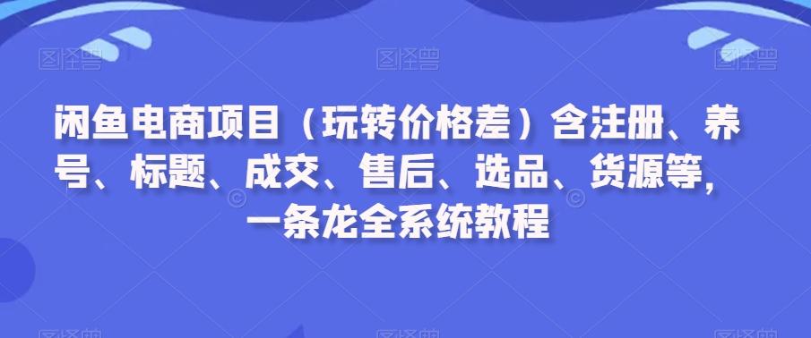 闲鱼电商项目(玩转价格差)含注册、养号、标题、成交、售后、选品、货源等，一条龙全系统教程-三月轻创
