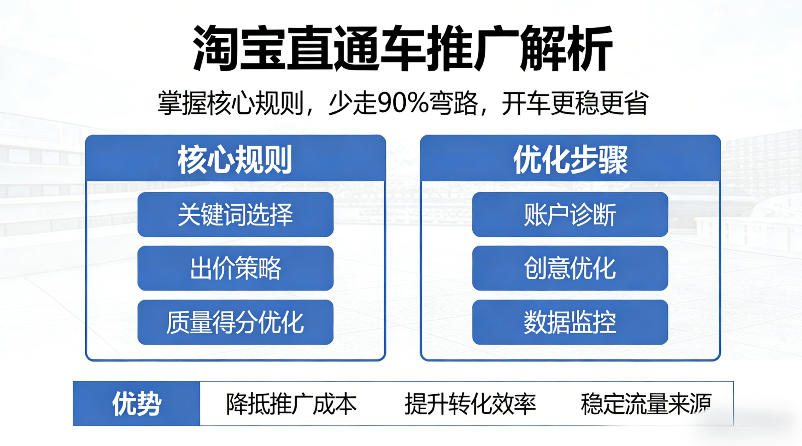 淘宝直通车推广解析，掌握核心规则，少走90%弯路，开车更稳更省-三月轻创