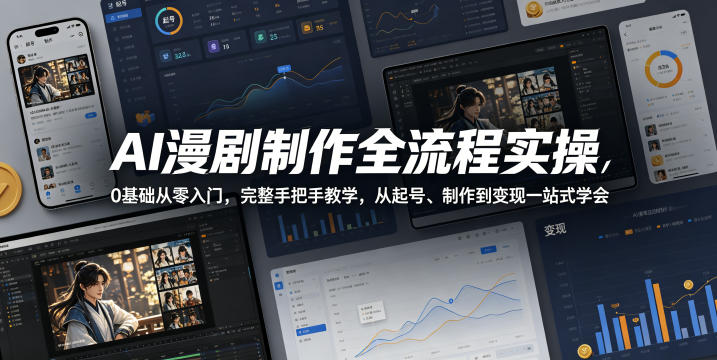 AI漫剧制作全流程实操，0基础从零入门，完整手把手教学，从起号、制作到变现一站式学会-三月轻创