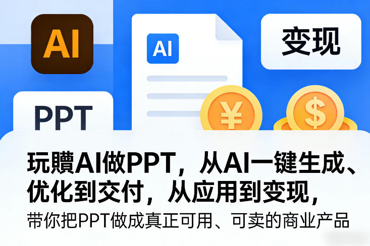 玩賺AI做PPT，从AI一键生成、优化到交付，从应用到变现，带你把PPT做成真正可用、可卖的商业产品（更新0421）-三月轻创