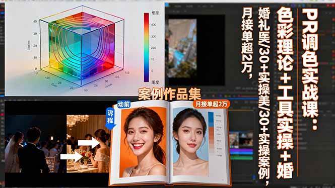 （16336期）PR调色实战课：色彩理论+工具实操+婚礼医美/30+实操案例，月接单超2万-三月轻创