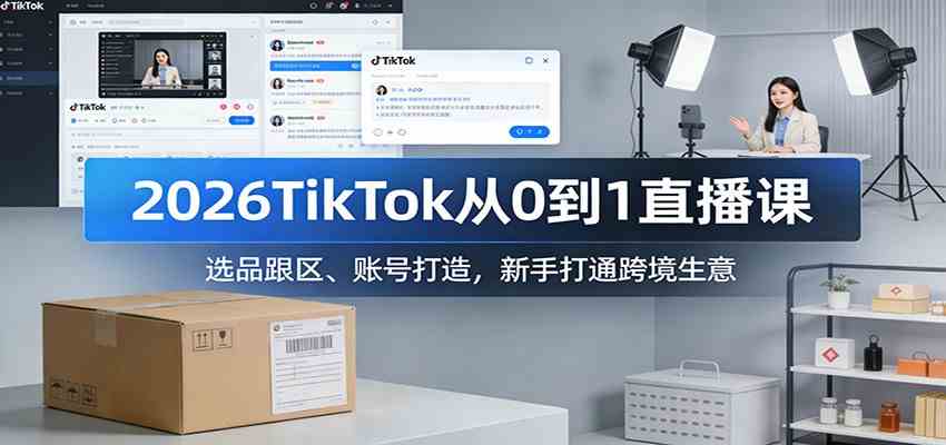2026TikTok从0到1直播课:选品跟区、账号打造,新手打通跨境生意-三月轻创
