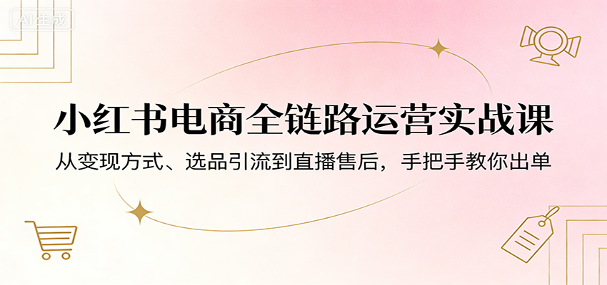 小红书电商全链路运营实战课：从变现方式、选品引流到直播售后，手把手教你出单-三月轻创