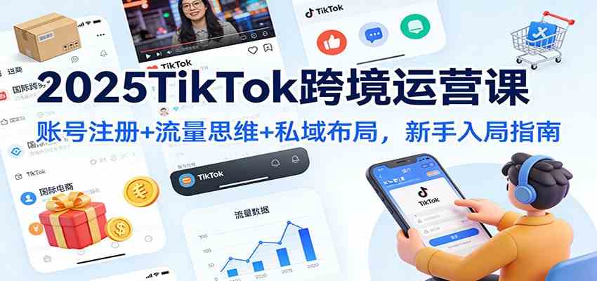 2025TikTok跨境运营课：账号注册+流量思维+私域布局，新手入局指南-三月轻创