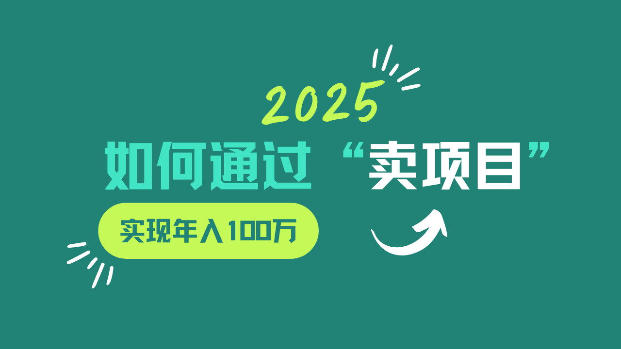 2025年如何通过“卖项目”实现年入100w-三月轻创