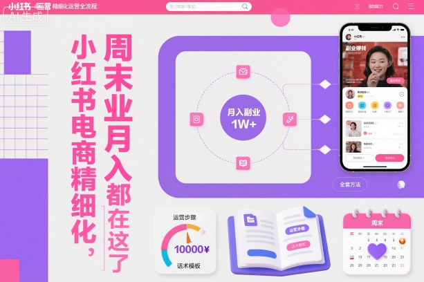 小红书电商精细化运营全流程，周末副业月入1W+，全套方法都在这了-三月轻创