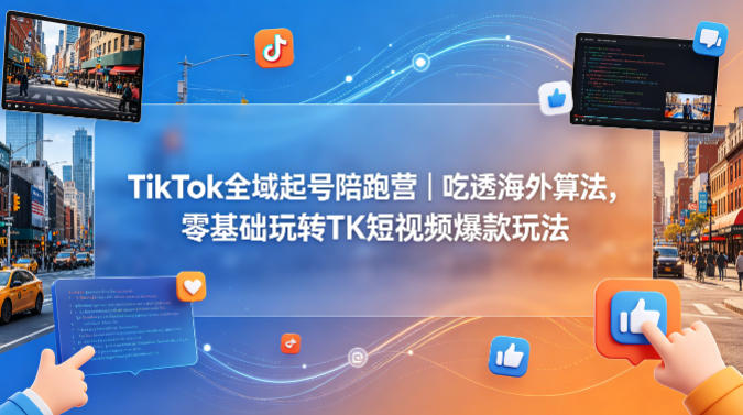 TikTok全域起号陪跑营｜吃透海外算法，零基础玩转TK短视频爆款玩法-三月轻创