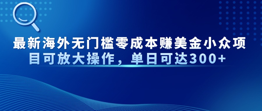 最新海外无门槛零成本赚美金小众项目可放大操作，单日可达300+-三月轻创