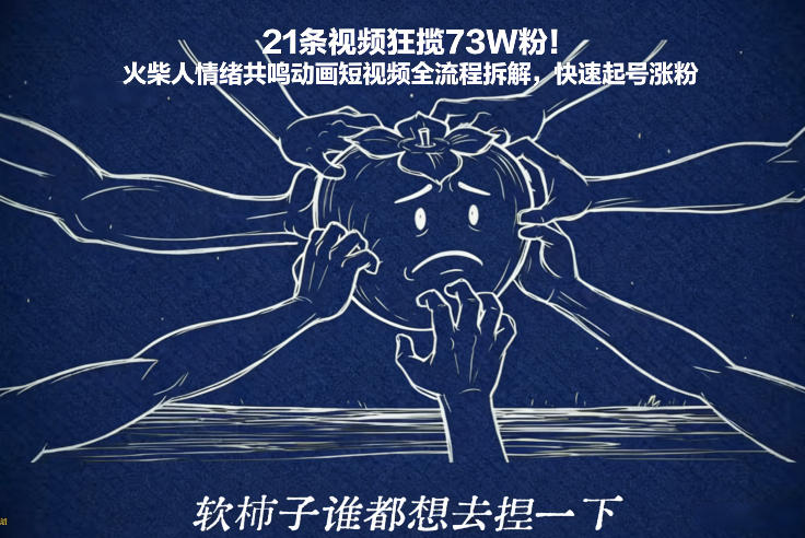 21条视频狂揽73W粉！火柴人情绪共鸣动画短视频全流程拆解，快速起号涨粉-三月轻创