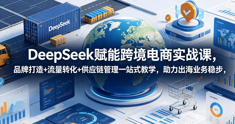DeepSeek赋能跨境电商实战课,品牌打造+流量转化+供应链管理一站式教学,助力出海业务稳步发展-三月轻创