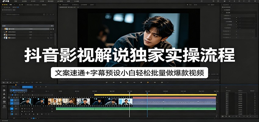 抖音影视解说独家实操流程，文案速通+字幕预设小白轻松批量做爆款视频-三月轻创