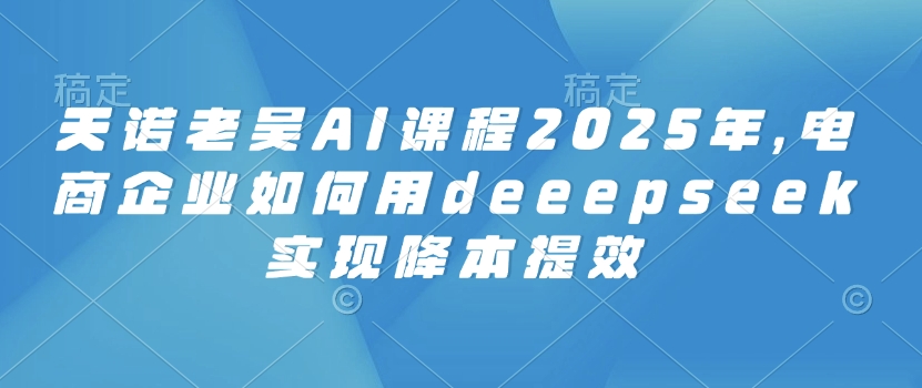 天诺老吴AI课程2025年，电商企业如何用deeepseek实现降本提效-三月轻创
