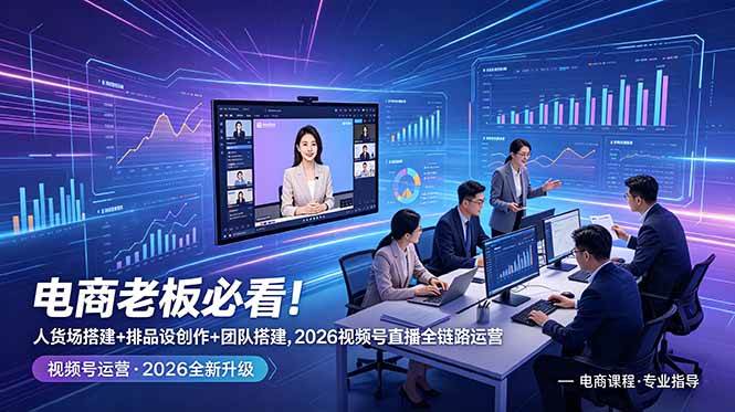 (18845期)电商老板必看!人货场搭建+排品设计+素材创作+团队搭建,2026视频号直播全链路运营-三月轻创