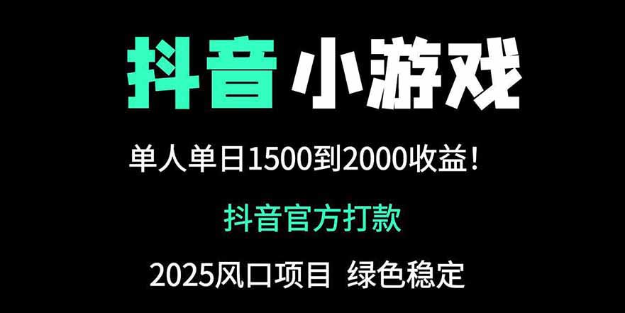 抖音官方小游戏2025全网最新玩法，暴利赚钱项目，单机日入2000+-三月轻创