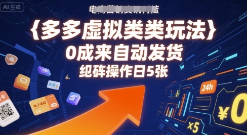多多虚拟类目玩法，0成本全自动发货，矩阵操作日5张-三月轻创