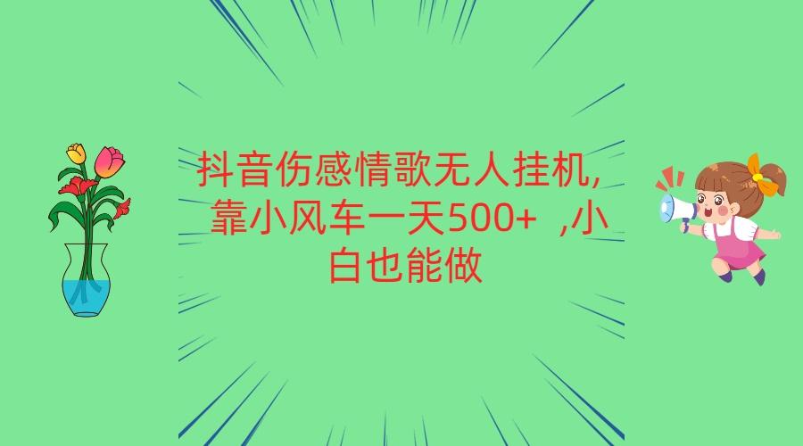 抖音伤感情歌无人挂机 靠小风车一天500+ 小白也能做-三月轻创
