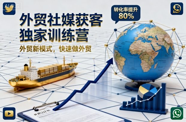 外贸社媒获客独家训练营，外贸新模式，快速做外贸（更新26年4月）-三月轻创