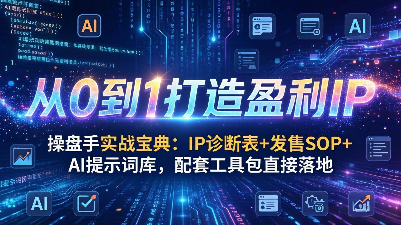 (17593期)操盘手实战宝典:IP诊断表+发售SOP+AI提示词库,配套工具包直接落地,从0到1打造盈利IP-三月轻创