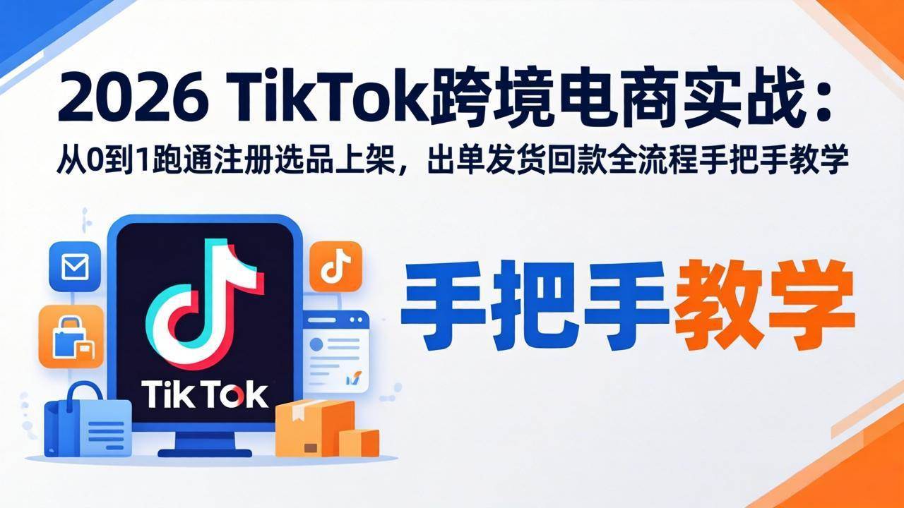 （17850期）2026TikTok跨境电商实战：从0到1跑通注册选品上架，出单发货回款全流程手把手教学-三月轻创