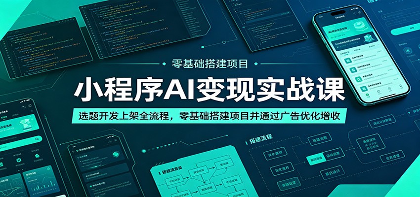小程序AI变现实战课：选题开发上架全流程，零基础搭建项目并通过广告优化增收-三月轻创
