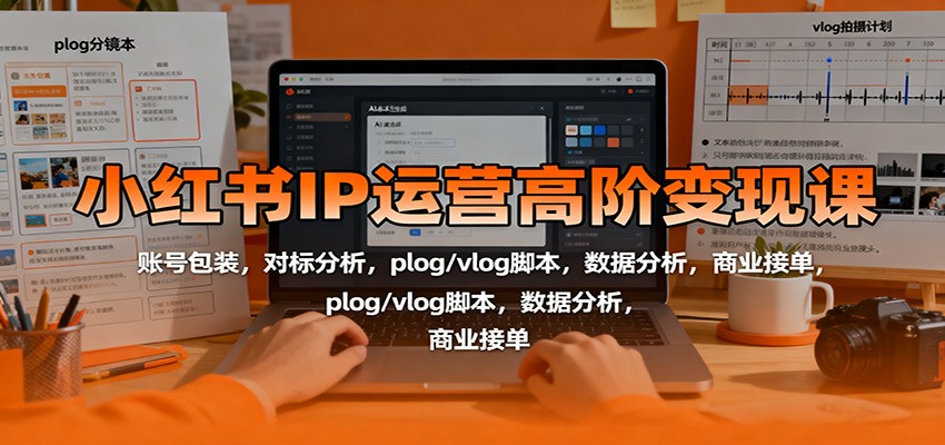 小红书IP运营高阶变现课：账号包装，对标分析，plog/vlog脚本，数据分析，商业接单-三月轻创