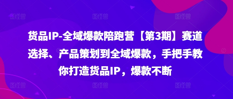 货品IP全域爆款陪跑营【第3期】赛道选择、产品策划到全域爆款，手把手教你打造货品IP，爆款不断-三月轻创