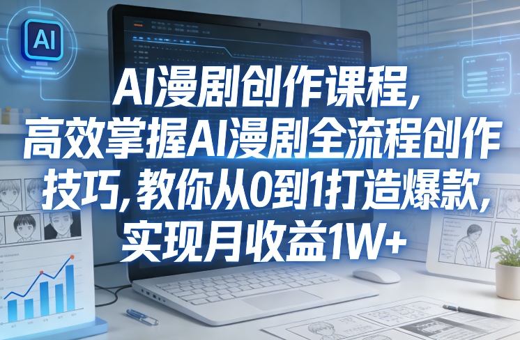 某社群AI漫剧创作课程，高效掌握AI漫剧全流程创作技巧，教你从0到1打造爆款，实现月收益1W+-三月轻创