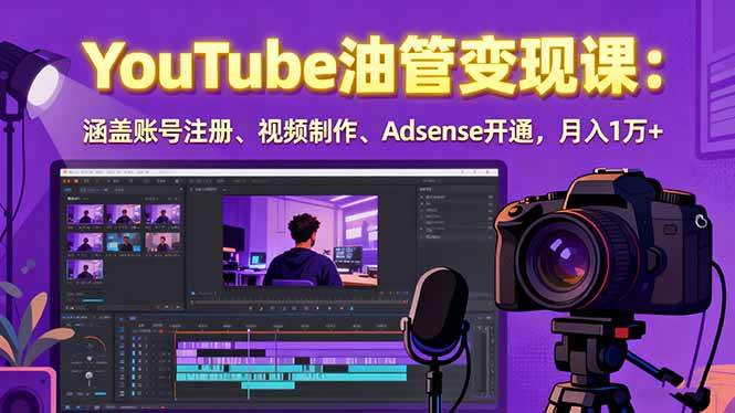 （15987期）2025YouTube油管变现课：涵盖账号注册、视频制作、Adsense开通，月入1万+-三月轻创
