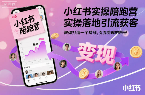 小红书实操陪跑营，实操落地引流获客，教你打造一个持续引流变现的账号-三月轻创