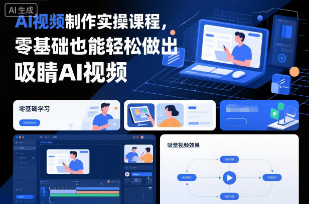 AI视频制作实操课程，零基础也能轻松做出吸睛AI视频-三月轻创
