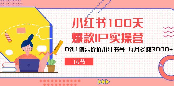 小红书100天-爆款IP实操营，0到1做高价值小红书号 每月多赚3000+(16节-三月轻创