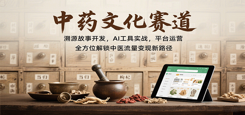 中药文化赛道：溯源故事开发，AI工具实战，平台运营，全方位解锁中医流量变现新路径-三月轻创