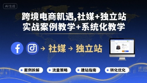 跨境电商新机遇，社媒+独立站，实战案例教学+系统化教学-三月轻创