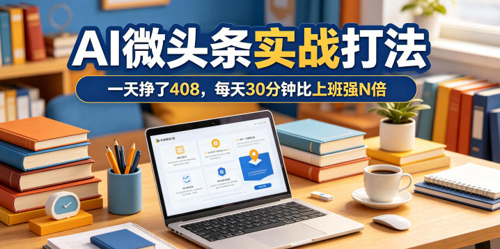 一天挣了408,AI微头条实战打法,每天30分钟比上班强N倍-三月轻创