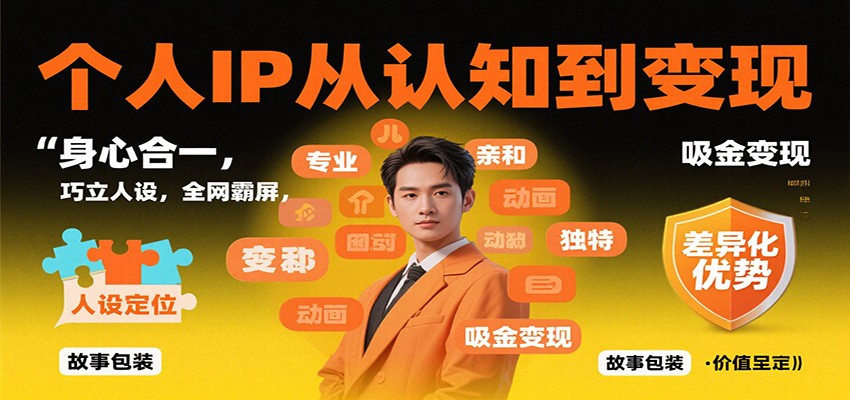 个人IP从认知到变现，身心合一，巧立人设，全网霸屏，吸金变现-三月轻创