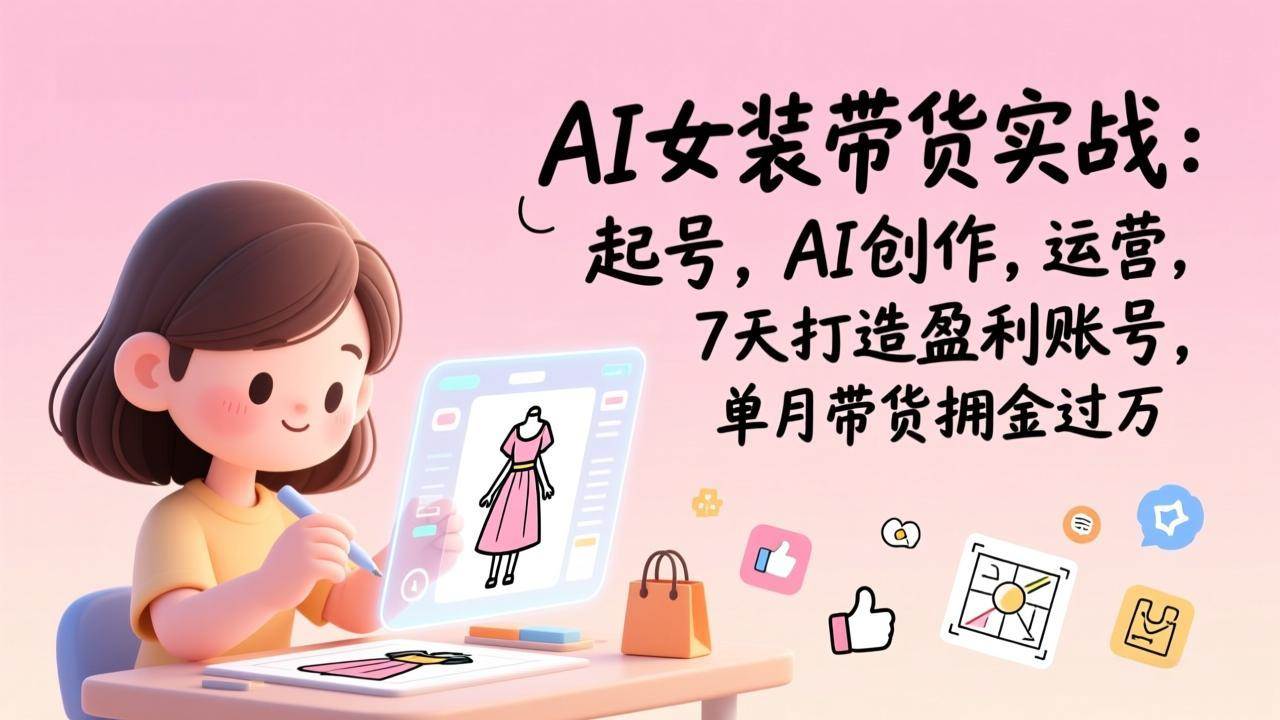 （17088期）AI女装带货实战：起号，AI创作，运营，7天打造盈利账号，单月带货佣金过万-三月轻创