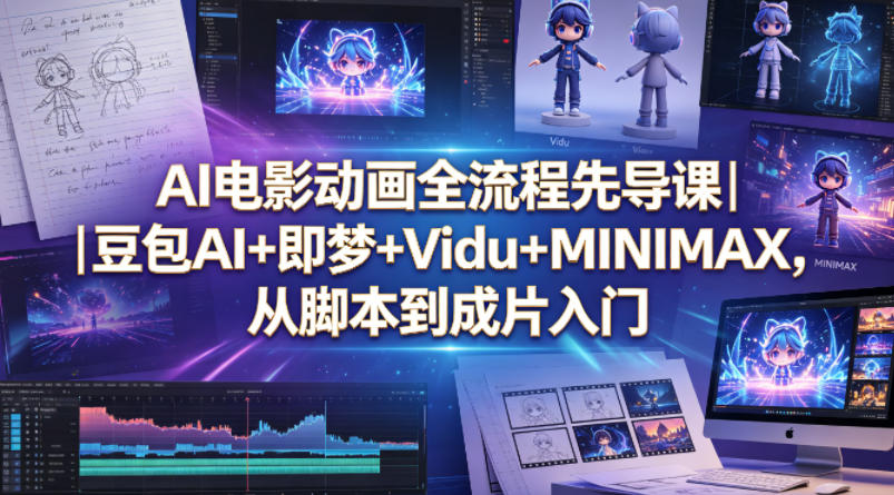 AI电影动画全流程先导课｜豆包AI+即梦+Vidu+MINIMAX，从脚本到成片入门-三月轻创